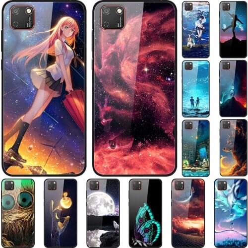 Case For Huawei Y5P Back Phone Cover Black Silicone Bumper With Tempered Glass