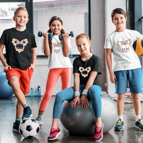 Kids Summer T-shirts New Unisex Short Sleeve Loose Outdoor Four Seasons Korean Style Harajuku Mickey Mouse Print Disney T Shirts