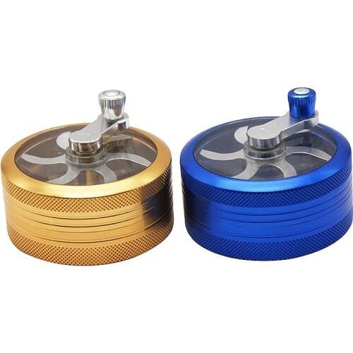 2 Layers 63mm Aluminum Alloy Herb Grinder Tobacco Spice Grass Smoke Crusher Hand Crank Muller Mill Pollinator Smoking Wholesale