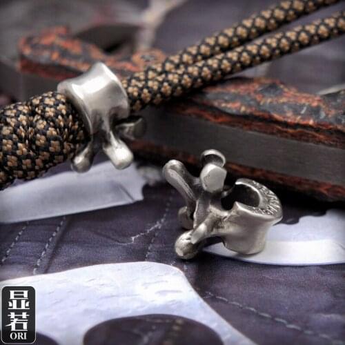 EDC Tibetan Silver Knife Beads A Pendant Paracord Outdoor DIY Decorations Tibetan Silver Camping Gear EDC Tools