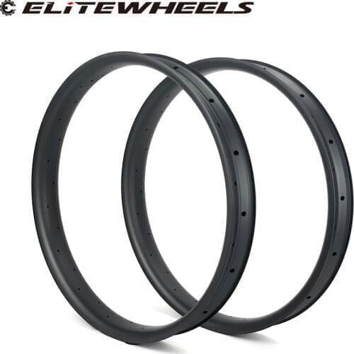 ELITEWHEELS Carbon Fat Rim 65mm Width 25mm Depth For 26er Snow Bike / Beach Bike Fatbike Wheels Hookless Tubeless Tire