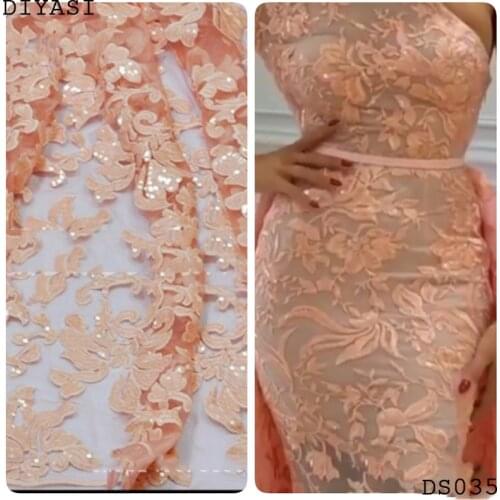 Sequin lace fabric nigerian lace f high quality African lace fabric bridal lace Nigerian tulle lace fabric for party dress Swiss