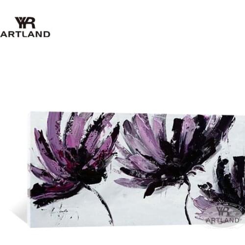 100%Handmade acrylic purple flowers oil painting for home wall decor haning picture poster for living room bedroom no framed