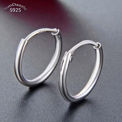 Genuine Real Pure Solid 925 Sterling Silver Round Hoop Earrings For Women Kids Children Jewelry Round Hoop Female Earrings