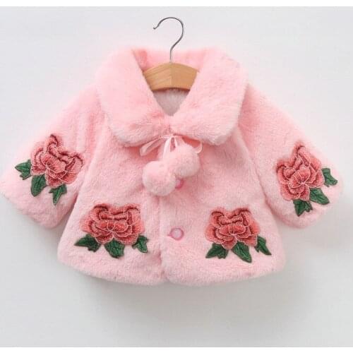 Baby Girl Jackets 2018 Winter Outerwear Et Velour Fabric Garment Lovely Bow Coat for Baby Girls Kids Clothes Clothing embroidere