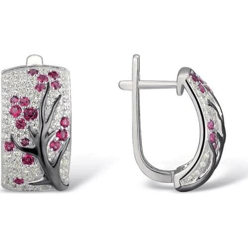 Trendy Transparent Earrings Crystal Rhinestone Crystal Flower Plum Tree Branch Blossom Drop Earrings Wedding Jewelry Gifts