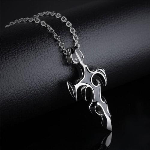 European American Domineering Mens Necklace YMS N435 Jewelry 2021 Trend Stainless Steel Color Cross Pendant 50CM