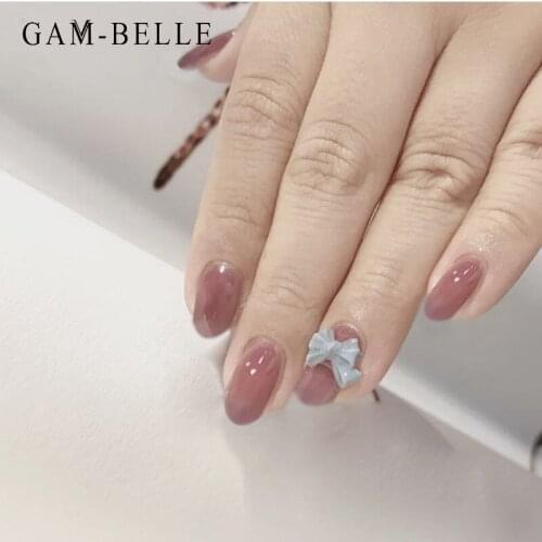 GAM-BELLE Ellipse False Nails With Design Solid Color Full Cover Fake Nails Press On Nail Tips DIY Manicure Nail Art Tools