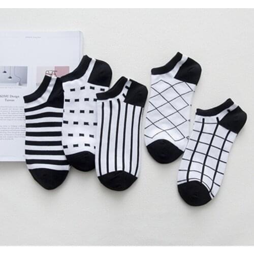 5Pairs = 10pcs Socks Men Comfortable Stripe Short Socks Cotton Slippers Ankle Socks Men Casual Simple Socks Male Summer Spring