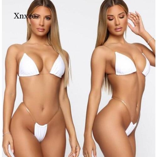 Solid Clear Strap Thong Mini Bikinis Suit Sexy Swimsuit Women Mujer Push Up Micro Triangle Bikini Bathing Set Beach Swimwear