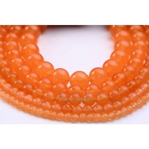 Bulk Wholesale Light Orange Jades Beads Natural Stone Loose Beads 4/6/8/10/12mm DIY Bracelet Jewelry Making Accessories
