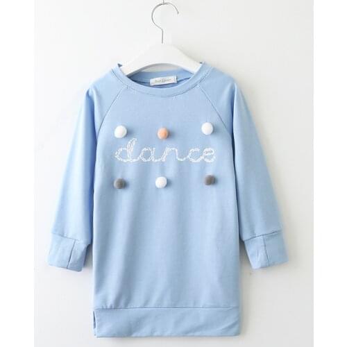 2020 Autumn Winter Kids Baby Girl Warm Sweater Dress Plush Ball Long Sleeve Stright Little Girls Princess Dresses Clothes