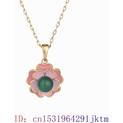 Green Jade Lotus Pendant Crystal Jewelry Chinese Zircon Natural Women Charm 925 Silver Amulet Gifts Necklace Chalcedony Fashion