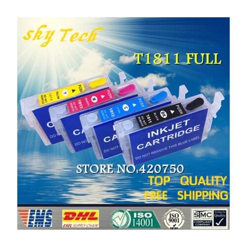 Full Ink Refillable cartridge Suit For epson xp-305 XP-202 XP-102 XP-405 XP-205 XP-402 For T1811 - T1814 With ARC chip