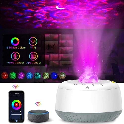 Galaxy Projector Ocean Wave Projector Works with Alexa & Google with WiFi APP & Voice Control Bluetooth Night Light Perfect