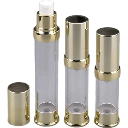 15ML Clear Airless Pump Bottle Golden Color, Airless Lotion Bottle, Vacuum Essence Bottle, Airless Cosmetic Bottles, 50pcs/Lot