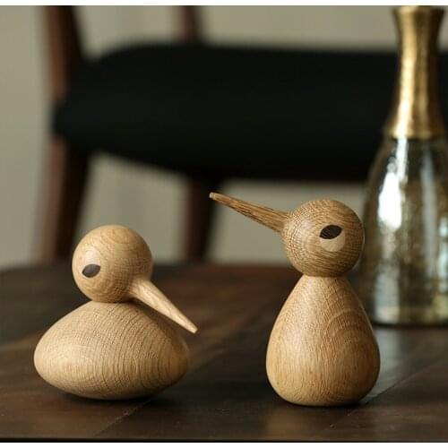 Spiked-billed Bird Creative Gift of Pure Handmade Solid Wood Decoration in Nordic Denmark Puppet Wood Carving Bird Soft Deco