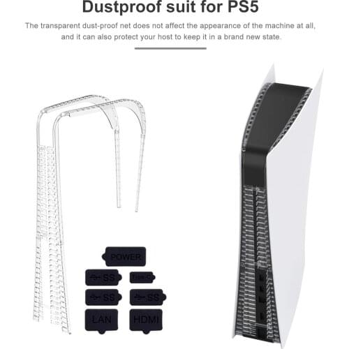 Dust Proof Mesh Filter Jack Stopper Kit Cover For Playstation 5 PS5 DE/UHD Game Console Plastic Accessories Silicone Plugs Pack
