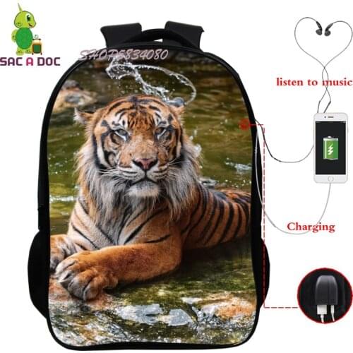 Tiger Personality Animal Couple Backpack 3D Tiger Head Backpack Tiger Backpack Unisex Student Bag Funny Travel Bag Mens Bookbag