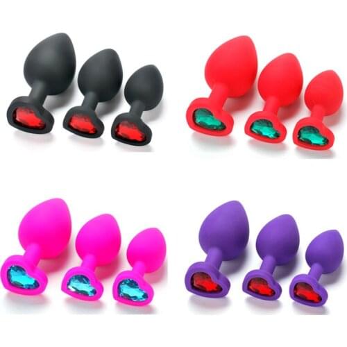 Heart-Shaped Silicone Sex Product G-Spot Anal Plug Adult Sex Toys Sex Toy Large, Medium and Small Size
