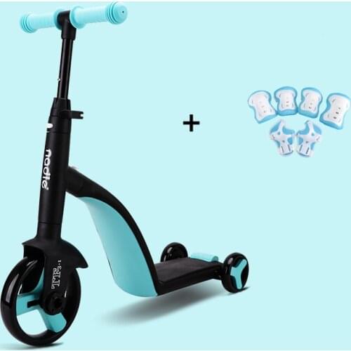 AddFun Three-In-One Children Scooter New Style Big Wheel Scooters for Kids Convertible Safety Collapsible Portable Childs Skate