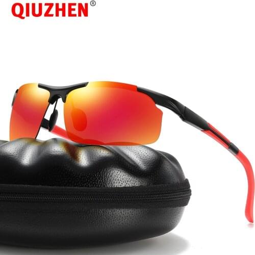 Mens Aluminum Polarized Sunglasses for Driving Against Sun Glare Men Semi-Rimless Sports Sun Glasses with Polarised Lenses 5983