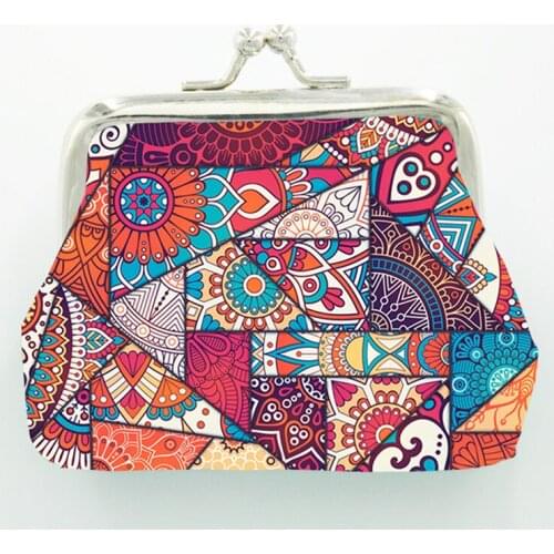 Bohemia National Style Coin Purse PU Leather Geometric Boys Girls Coins Purses Present Ladies Key Collection Hasp Money Pocket