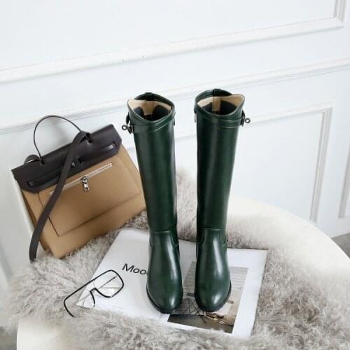 Big Size 9 10 11 12 thigh high boots knee high boots over the knee boots women ladies boots Side zipper with belt buckle