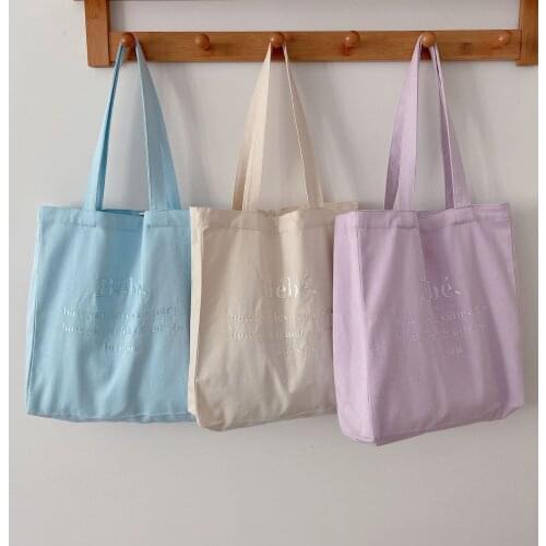 Hylhexyr Woman‘s Large Capacity Handbag Cotton Canvas Shoulder Bag Letter Embroidered Casual Totes Reusable Shopping Bags