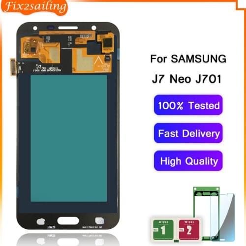 SUPER AMOLED LCD For SAMSUNG Galaxy J7 J701 Neo J701 J701F J701M J701MT Touch Screen LCD Assembly Replacement Parts 100% Tested