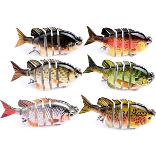 1PC 6 Segments Ocean Lake Hard Bait 80mm 14g Swiming Wobbler Lifelike Artificial River Sea Jointed Fishing Bait Lure 8# Hooks