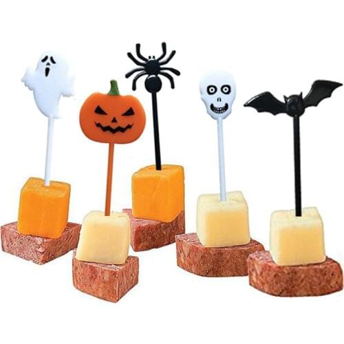 10pcs/set Lunch Pick Halloween Fruit Fork Mini Cartoon Children Snack Cake Dessert Pick Toothpick Bento Lunches Party Decoration