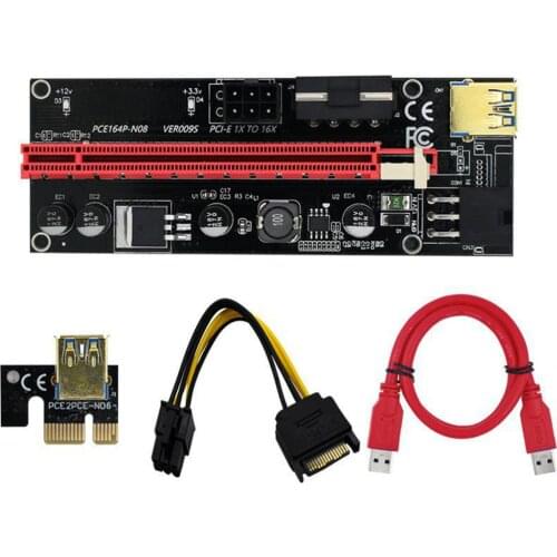 10 pcs VER009S Plus PCI-E PCIE Riser 009s 6pin PCI Express Adapter card Molex USB 3.0 Cable 1X 16X Extender