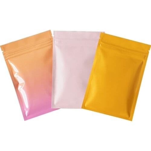 100pcs Gradient Color Small Zip Lock Aluminum Foil Bags Flat Pouches Smell Proof Herb Powder Ziplock Package Bag Reclosable