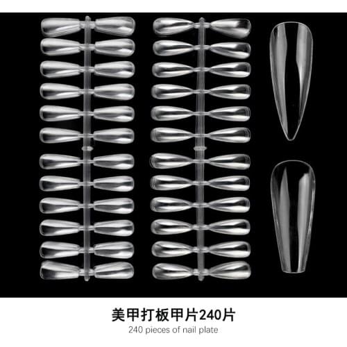 240PCS Nail Display Tips, Clear Fake Acrylic Nail Tips for Practice Foldable Flat-Back Pointed False Nail Art Display,Y7676-6778