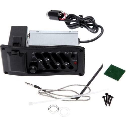 4-Band EQ Equalizer Piezo Pickup EQ-7545R Folk Acoustic Guitar Preamp Tuner On-board Equalizer And Volume Control Bass Accessory
