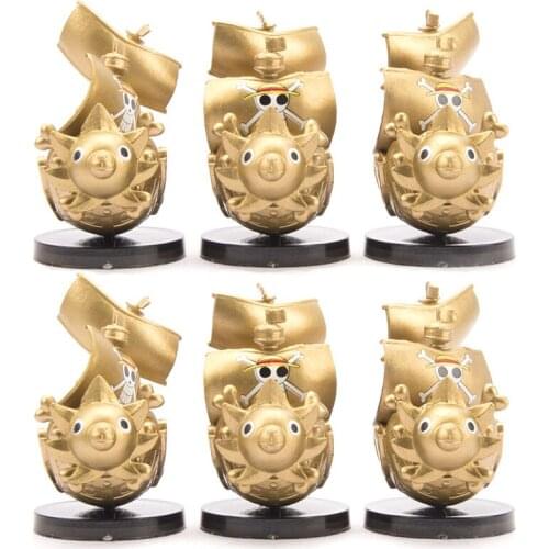 Anime one piece luffy thousand golden sunny Going Merry MARINE ship action model 7cm Toys Cake decorations