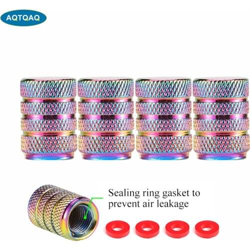 AQTQAQ 4Pcs/Lot Universal Bike Motorcycle Car Auto Aluminum Round Stripe Style Tire Wheel Tyre Stem Valve Caps Colorful
