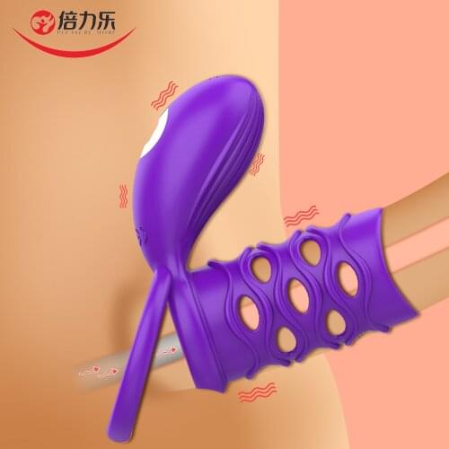 Beilile Vibrating Cock ring 12 Speeds Delayed Ejaculation CockRing With Clitoris Stimulation Brush Penis Ring Sex Toys for Adult