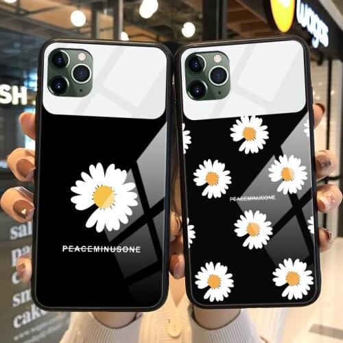 Flower Pattern Case For iPhone 11 Case Tempered Glass Hard Silicone Cover For iPhone XS Max XR X 8 7 SE2 6 6s Plus Phone Cases