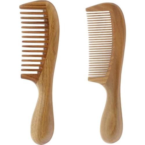 Wide Fine Teeth Wood Hair Comb Sandalwood Beard Mustache Brush Grooming Tool