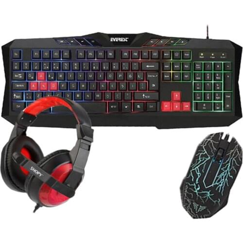 Everest Gx-8863 Gaming 3 Piece Keyboard Mouse Earphones Set