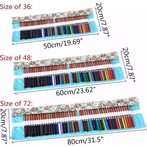 36/48/72 Holes Canvas Roll Up Handmade Pencil Case Drawing Pen Holder Sketching Bag School Pencil Pouch School Supply Stationery