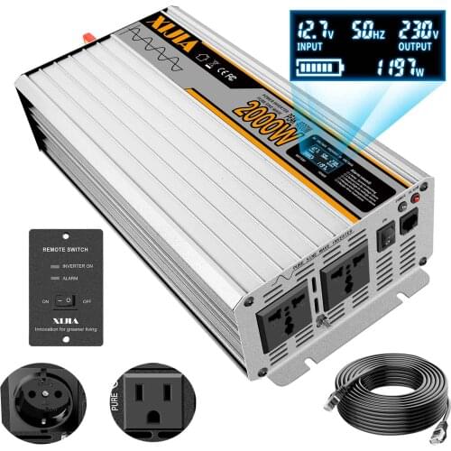 Pure sine wave solar power inverter 2000W 12/24/48VDC to 120/230VAC with LED
