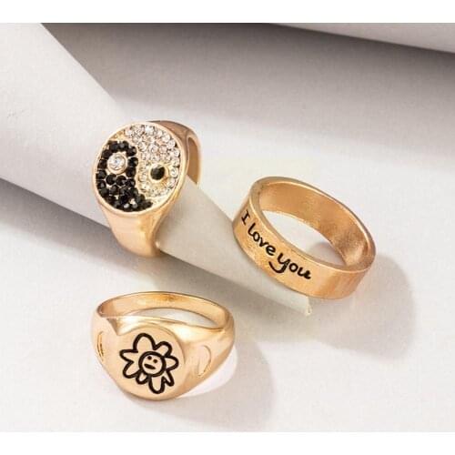 Exquisite Black White Dripping Oil Rings Luxury Rings Dice Gift Jewelry Shaped Women Heart Fashion 3D Set W3E4