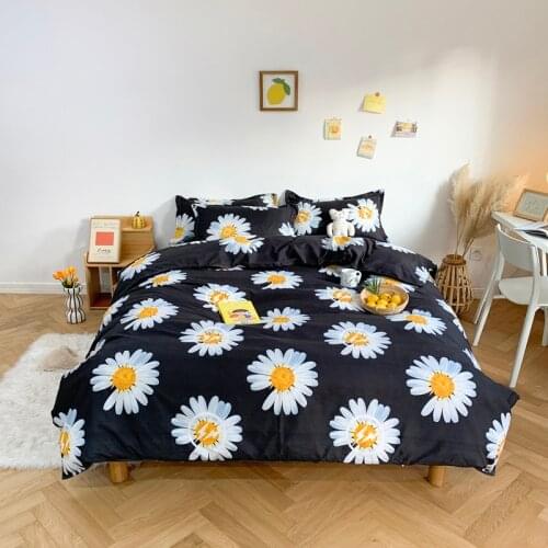 Little daisy Printed Bedding Set Simple Duvet Cover Set With Pillowcases Flat Bed Sheet Quilt Covers Bedclothes Home De