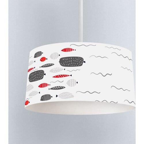 Lamp For Kids Bedrooms Light Chandelier for Living Room Childrens Room Gray Red Fish Model 1407