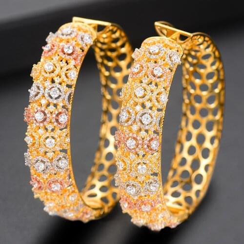 LARRAURI Fashion Luxury Hoop Earrings boucle d'oreille femme 2019 for Women Bride Wedding Actor Model Dancer Party Show Gift