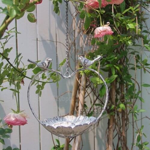 Retro Metal Birds Bath/Feeder Cast Iron Mounted Heavy Duty Iron Plate Outdoor Garden Hanging Plate Decor Hook Rack