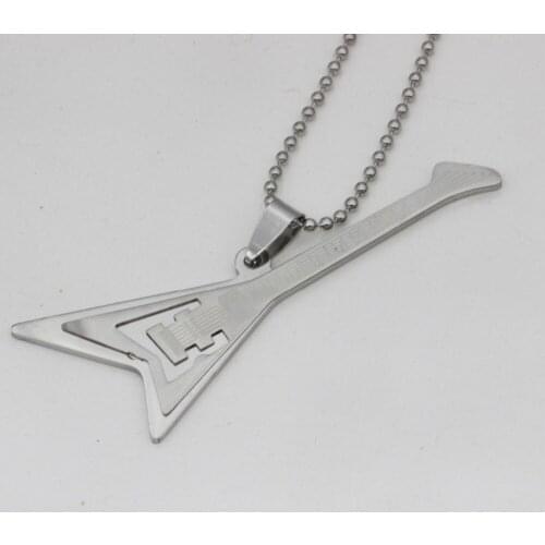 Fashion guitar pendant jewelry High quality stainless steel necklace Contains chain N4058